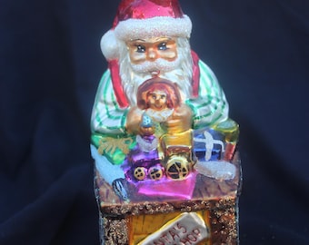 Christopher Radko Santa's Workshop Vintage 1997 Blown Glass Ornament