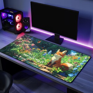 面白いゲームマウスパッドギフトキツネ愛好家デスクマットオフィスアクセサリーかわいいデザインクールなギフトゲーマーキツネアートデスクパッド