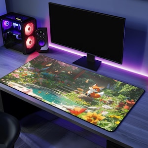 面白いゲームマウスパッドギフトキツネ愛好家デスクマットオフィスアクセサリーかわいいデザインクールなギフトゲーマーキツネアートデスクパッド