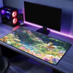 面白いゲームマウスパッドギフトキツネ愛好家デスクマットオフィスアクセサリーかわいいデザインクールなギフトゲーマーキツネアートデスクパッド