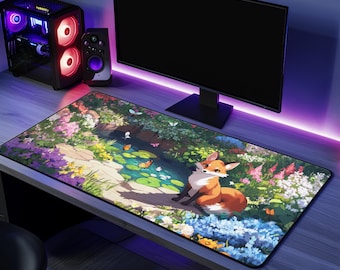 Funny Gaming Mousepad Gift For Fox Lovers Desk Mat Office Accessories Cute Design Cool Gift For Gamer Fox Art Desk Pad