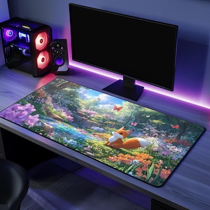 面白いゲームマウスパッドギフトキツネ愛好家デスクマットオフィスアクセサリーかわいいデザインクールなギフトゲーマーキツネアートデスクパッド