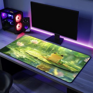 面白いゲームマウスパッドギフトカエル愛好家デスクマットオフィスアクセサリーかわいいデザインクールなギフトゲーマーアニメカエルアートデスクパッド