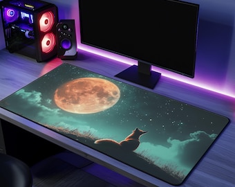 Funny Gaming Mousepad Gift For Fox Lovers Desk Mat Office Accessories Cute Design Cool Gift For Gamer Anime Fox Art Desk Pad