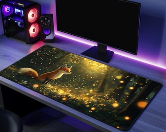 Funny Gaming Mousepad Gift For Fox Lovers Desk Mat Office Accessories Cute Design Cool Gift For Gamer Anime Fox Art Desk Pad