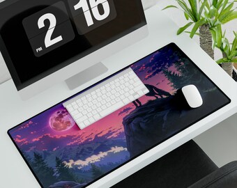 Funny Gaming Mousepad Gift For Wolf Lovers Desk Mat Office Accessories Cute Design Cool Gift For Gamer Anime Wolf Art Desk Pad