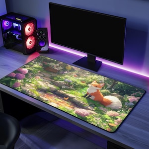 面白いゲームマウスパッドギフトキツネ愛好家デスクマットオフィスアクセサリーかわいいデザインクールなギフトゲーマーキツネアートデスクパッド