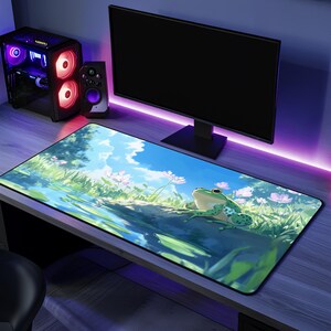 面白いゲームマウスパッドギフトカエル愛好家デスクマットオフィスアクセサリーかわいいデザインクールなギフトゲーマーアニメカエルアートデスクパッド