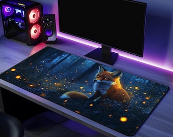 Funny Gaming Mousepad Gift For Fox Lovers Desk Mat Office Accessories Cute Design Cool Gift For Gamer Anime Fox Art Desk Pad