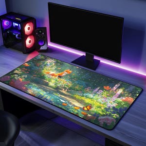 面白いゲームマウスパッドギフトキツネ愛好家デスクマットオフィスアクセサリーかわいいデザインクールなギフトゲーマーキツネアートデスクパッド