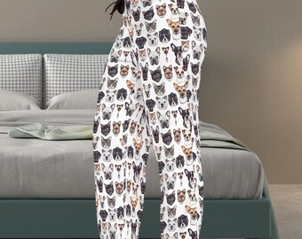Women's Pajama Pants for dog and cat lovers! Pattern with animals, funny and cozy