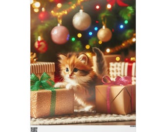 Festive Cat Christmas Wrapping Paper - Holiday Gift Wrap