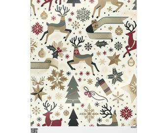 Geschenkpapier - Rentier & Schneeflocke