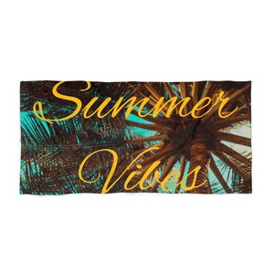Summer Vibes Beach Towel , Tropical Print Towel for Pool, Vacation, Gift, Travel, Sunshine