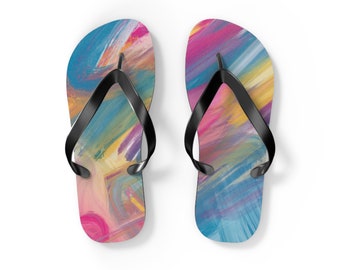 Women's Abstract Art Flip Flops | Cushioned Summer Sandals