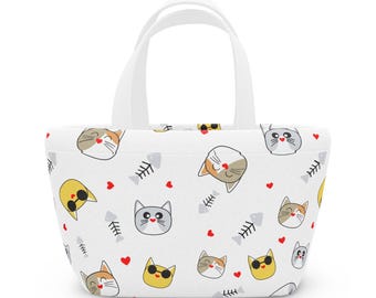 Lunchtas met schattige kattenprint | Geïsoleerde neopreen draagtas