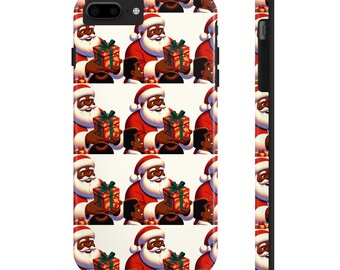 Black Santa Pattern Phone Case – Holiday Gift, Christmas Accessory