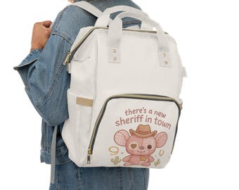 Mochila de fraldas divertida com estampa de urso xerife | Bolsa infantil lúdica