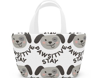 Bolsa de almuerzo con temática de perro, bolsa de transporte para mascotas Pawsitive, accesorio de neopreno para picnic