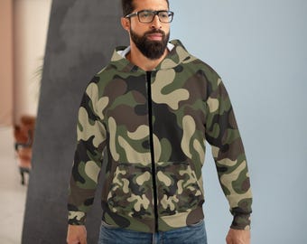 Camo All Over Print Hoodie | Vollflächiges Zip Camo-Muster