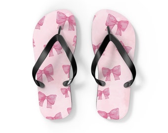 Pink Bow Flip Flops | Graphic Summer Sandals