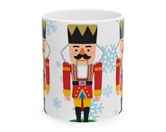 Nutcracker Christmas Ceramic Mug, Festive Drinkware