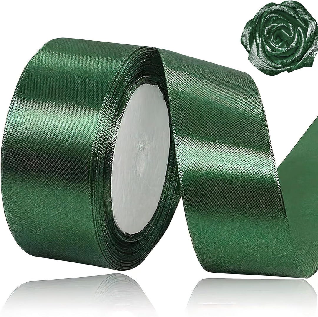 Dark Green Ribbon 1-1/2 Inch X 25 Yards,forest Green Satin Ribbon Solid ...