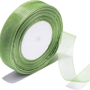 3/4 Inch Sheer Organza Ribbon 50 Yards Sage Green Chiffon Ribbon for Gift Wrapping,Bouquets,Wedding,DIY Craft