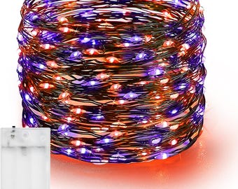 Halloween Fairy String Lights, 20FT 60 LED Copper Wire Battery Operated Waterproof Lights, Halloween Decorations for Indoor Home Outdoor