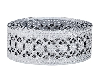 Metal Ribbon for Decor Craft - Decorative Silver Trim for Crafting - 1 1/4" x 3 Yards Long
