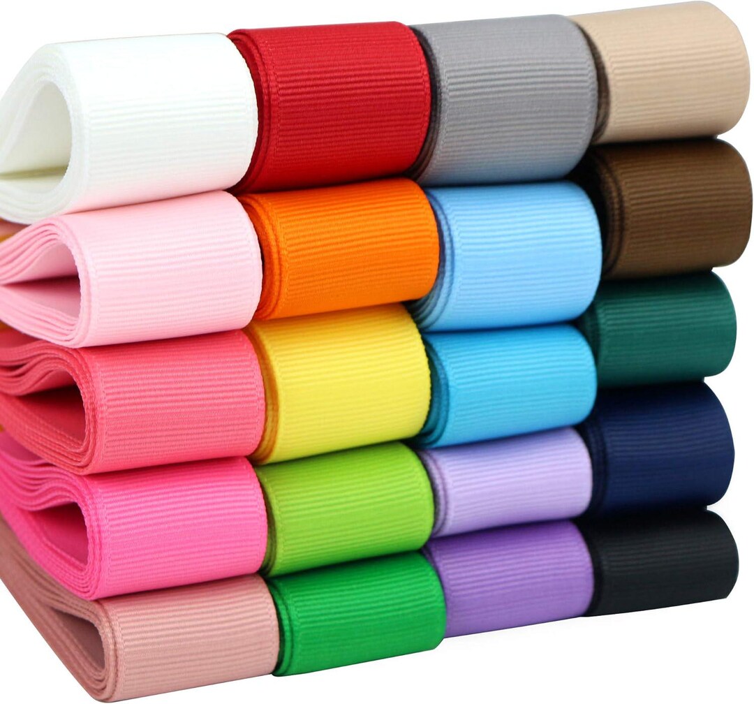 One Inch Ribbon Varigated Grosgrain Ribbon 1 Inch Ribbon 20 Solid Color Assortment, 1