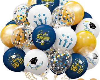 2026 Graduation Party Decoration, Graduation Balloons Blue and Gold Grad Decoration for College High School Class of 2025 Congrats Party