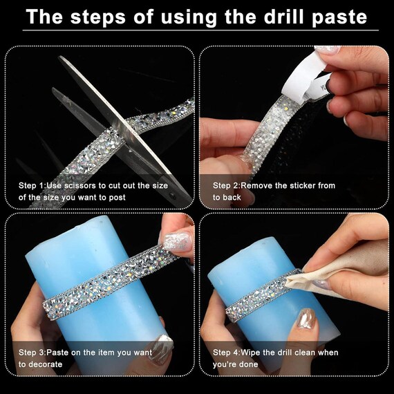 3 Yard Self-Adhesive Rhinestone Ribbon - Silver AB Crystal Diamond Bling Tape For Crafts & Decor