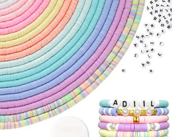 7200pcs Clay Beads Bracelet Making Kit, 10 Colors 6mm Polymer Heishi Beads for Jewelry Making, Friendship Bracelet Kit with Letter Beads