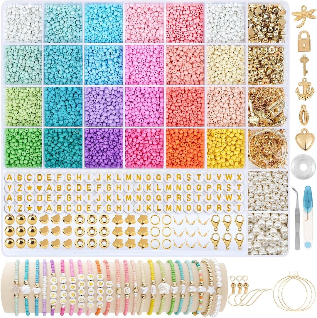 New Bracelet Making Kit for Girls Adults 3mm Glass Seed Beads for Jewelry Making Friendship Bracelet Kit 24 Colors Beads Kit for Bracelets Etsy