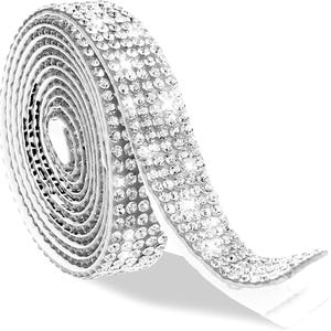 3 Yards Adhesive Rhinestone Strips Bling Crystal Rhinestone Ribbon Stickers Glitter Diamond Tape Roll for DIY Crafts Car Shoes Decor