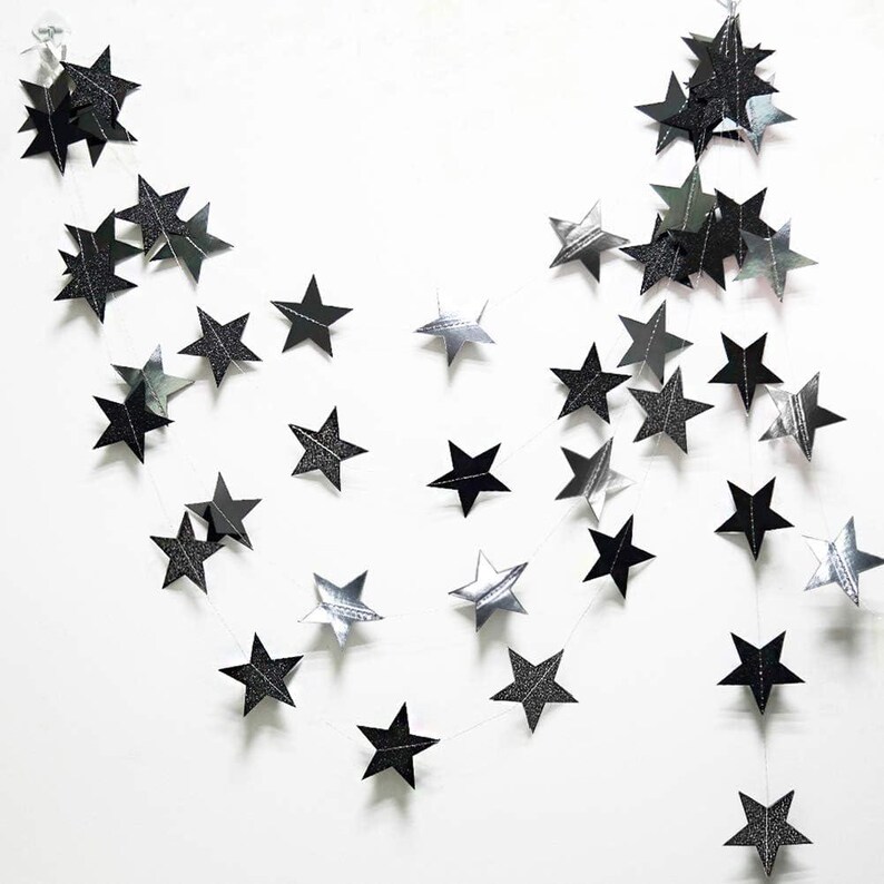 Black Silver Moon Decoration Star and Gothic Decor Garland for Birthday ...