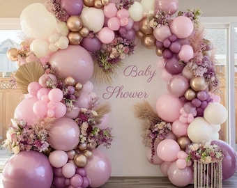Dusty Purple Pink Balloon Garland Lavender Sand White Pink Gold Balloons Arch Kit for Wedding Birthday Bridal Baby Shower Party Decoration
