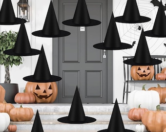 12 Pcs Halloween Decorations 15" Floating Witch Hats Witches Hanging Decor, Thickened Witch Hat Bulk with Rope, Wizard Hats, Halloween