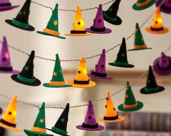 Halloween Witch Hat Lights, Halloween String Lights, 9.8 ft 20 LED Halloween Battery Operated Witch Hat String Lights