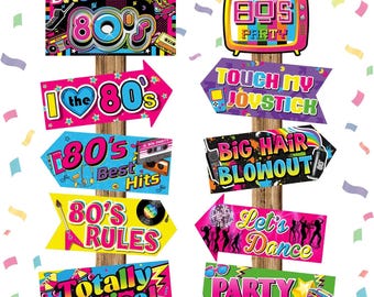 80s Party Photo Booth Props: Retro Theme Decorations