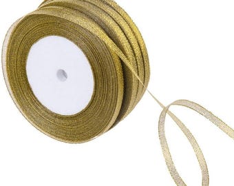 1/4-inch Glitter Metallic Gold Ribbon Crafters Ribbon for Wedding Party Graduation Decoration Gift Wrap Card Floral Sewing Crafts