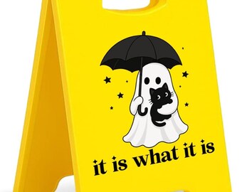 Halloween Decor Spooky Mental Health Ghost It Is What It Is Sign, Inspirational Mental Health Gifts Halloween Decorations for Home Office