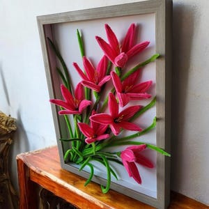 Elegante A3 roze bloem 3D-lijst, handgemaakte muurkunst, aanpasbare bloemsierkunst, woondecoratie, kantoorcadeau, uniek handgemaakt ambacht, cadeaulijst