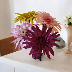 Handmade Chenille Gerbera Daisy Flowers - Vibrant Custom Decor or Gift, Colors Customizable, Faux Gerbera Bouquet, Custom Flower Gift