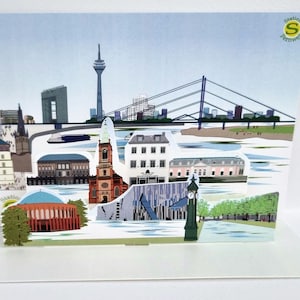 Düsseldorf Pop-up-Reisegutschein  (filigran geschnitten, stabiler Karton) )