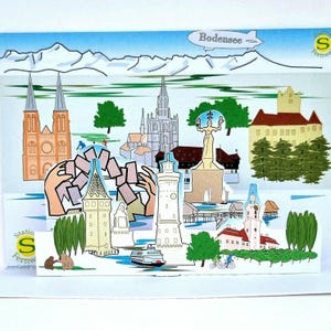 For all Lake Constance fans! Lake Constance travel voucher - e.g. for a cash gift/for the travel fund - (delicately cut, sturdy cardboard)