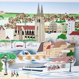 Regensburg Pop-up-Reisegutschein  (filigran geschnitten, stabiler Karton)