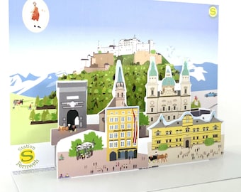 Salzburg Reisegutschein - z. B. für ein Geldgeschenk/für die Reisekasse - (filigran geschnitten, stabiler Karton)