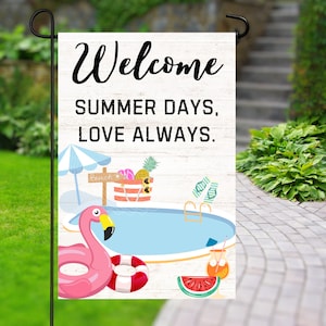 Garden Flag Welcome Summer Days Sublimation Design (12x18 inch) (Digital Download)